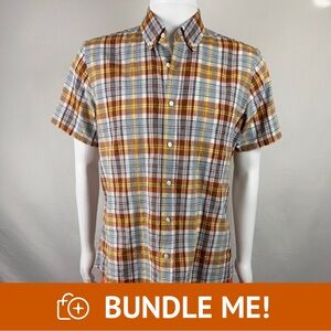 J. McLaughlin Plaid Short Sleeve Button-Down Shirt – Trim Fit, Size M